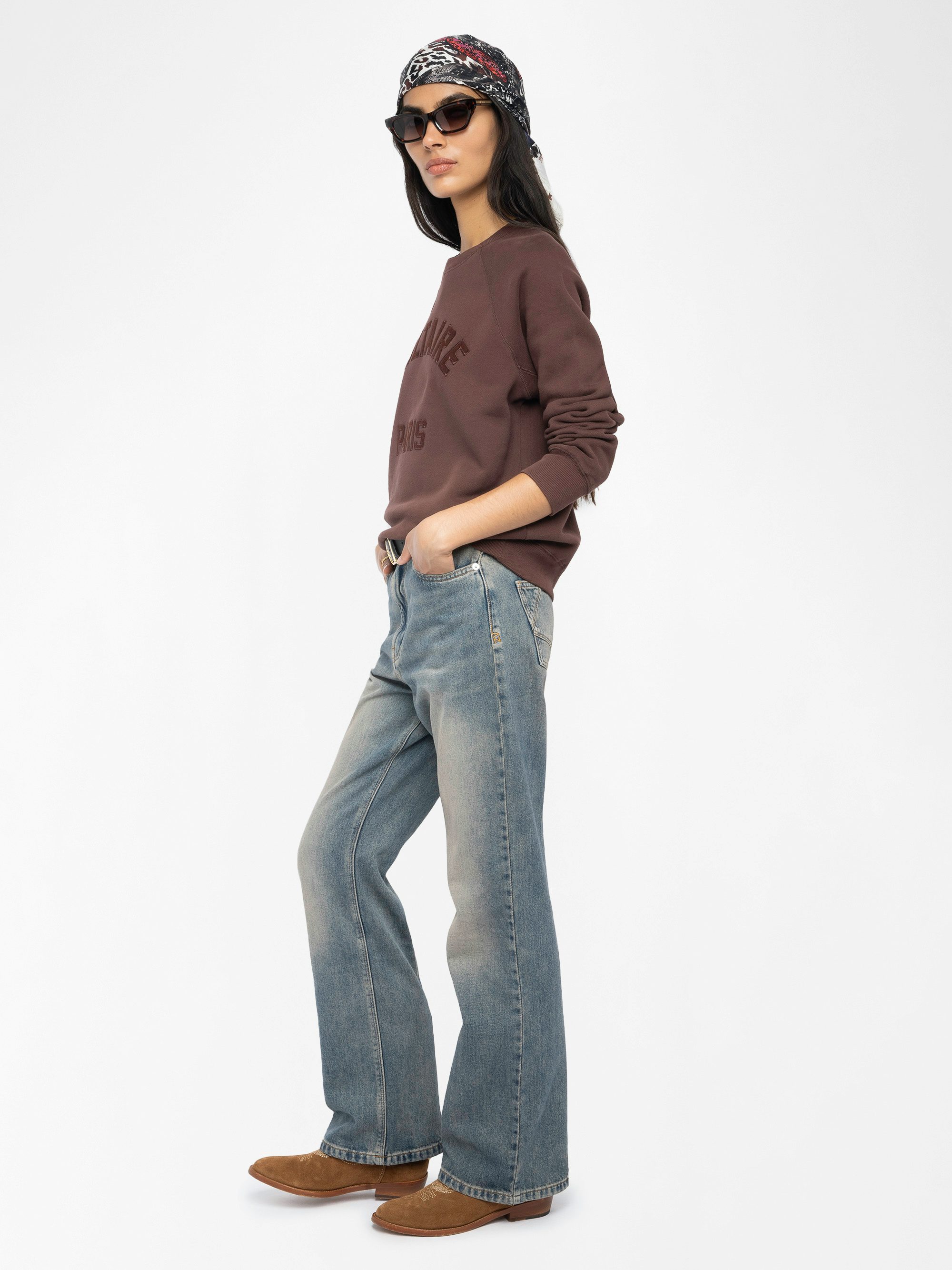 Upper Sweatshirt - Sweatshirt with long sleeves and wording patch on front.